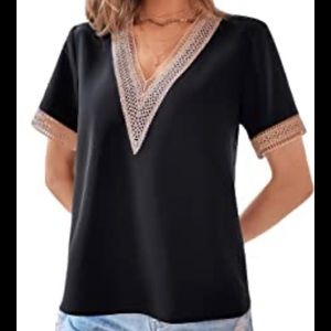 Shein black v-neck top